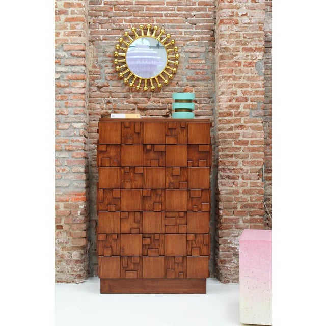 Brutalist Wooden Chest of Drawers, Italy, 2010s For Sale - Image 9 of 11