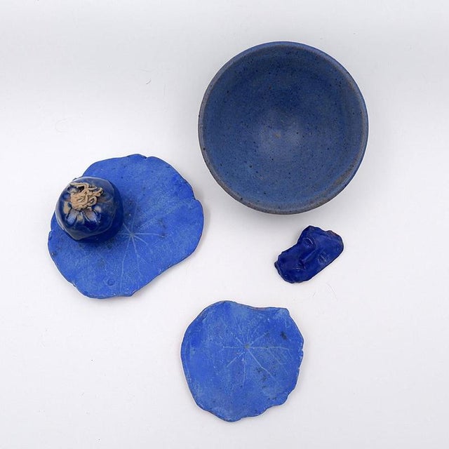 Blue Ceramics by N. Lebrun for Fond d'Atelier, Belgium, 1970s, Set of 5 For Sale - Image 6 of 14