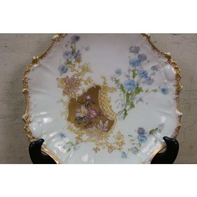 Late 19th Century Antique a Klingenberg & Dwenger French Limoges Porcelain Floral Scalloped Plate For Sale - Image 5 of 13