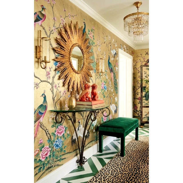 Vintage Hollywood Regency Demilune Black Gold Gilt Twisted Rope Iron Half Moon Wall Console Table For Sale In West Palm - Image 6 of 11