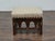 Early 20th Century Antique Moroccan Hand-Carved Stool with Custom Linen Upholstery, Circa 1900 For Sale - Image 5 of 12