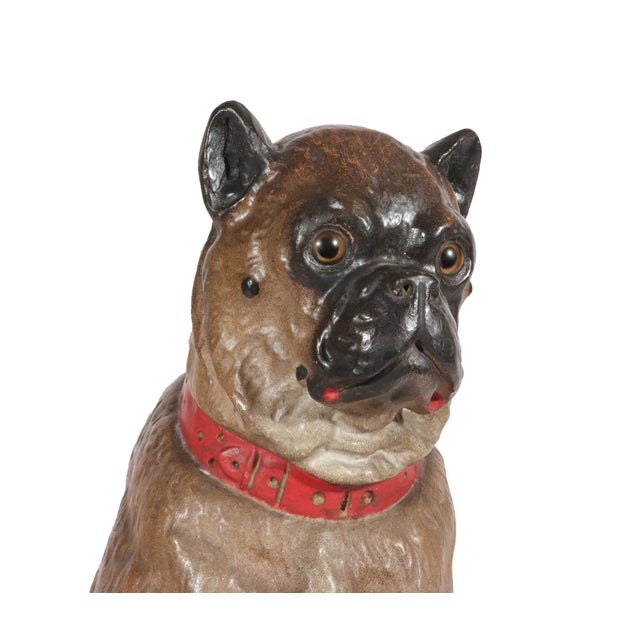 Austrian Cold-Painted Terracotta Model of a Seated Pug Dog With Glass Eyes, Life Size For Sale In Philadelphia - Image 6 of 17