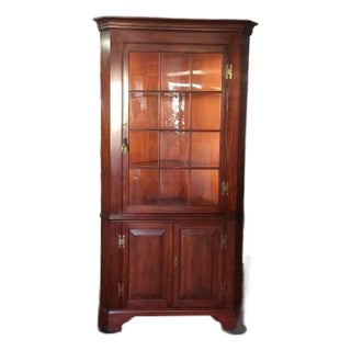 1990s Henkel Harris Cherry Corner Cabinet, Display Cabinet For Sale