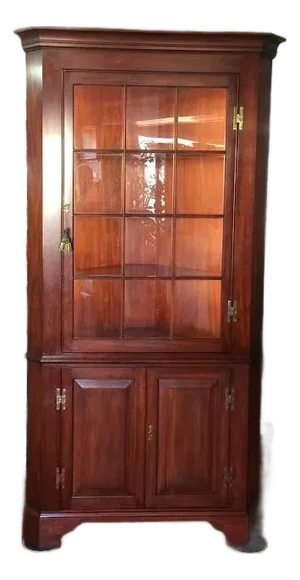1990s Henkel Harris Cherry Corner Cabinet, Display Cabinet