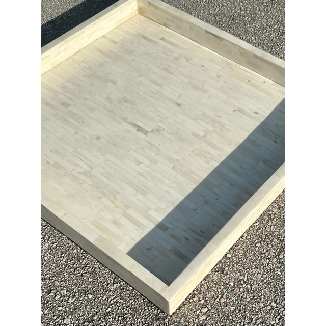 Vintage Boho Monumental Tessellated Bone Tray For Sale - Image 4 of 8