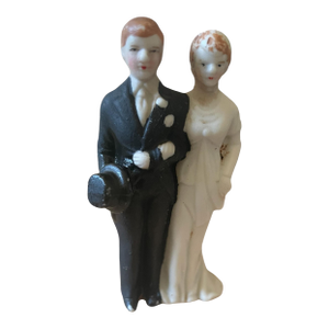 Vintage 1940s Porcelain Bride/Groom Wedding Cake Topper Made in Japan