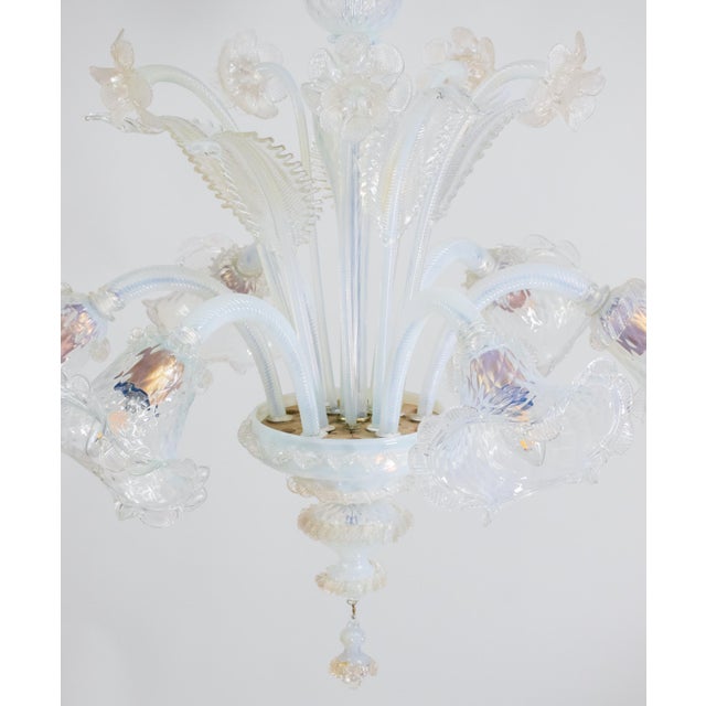 Vintage Ca'Rezzonico Style Gold Infused and Opaline Murano Chandelier For Sale - Image 16 of 17