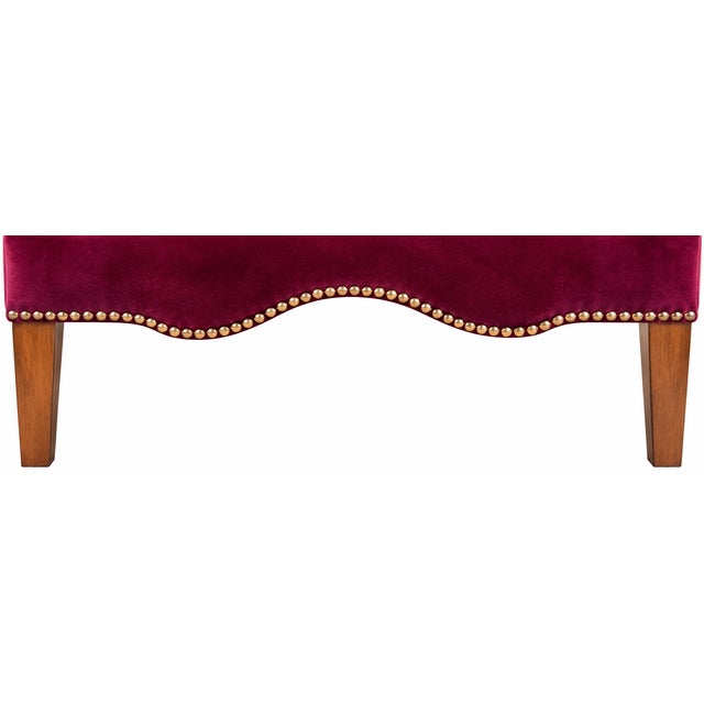 Hollywood Regency Custom Velvet High-Back Armchairs With Greek Key Nailhead Trim — Pair For Sale - Image 3 of 8