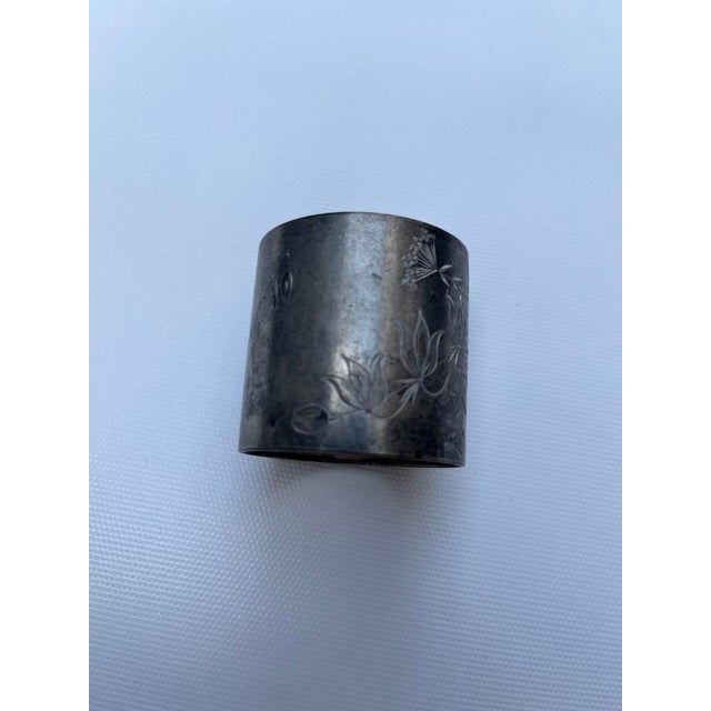 Art Nouveau Antique Silver Metal Napkin Ring For Sale - Image 3 of 8