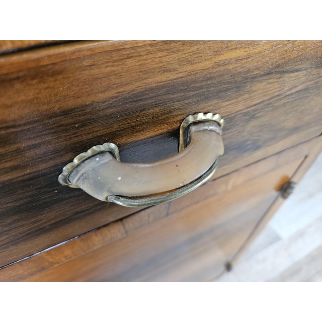 Art Deco Walnut Bedside Tables with Doors and Drawers, 1940s, Set of 2 For Sale - Image 10 of 18