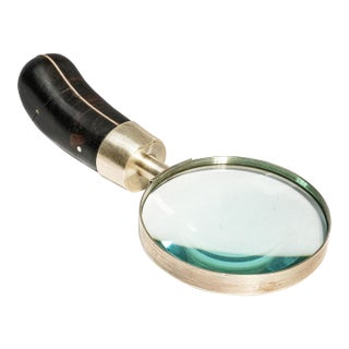 Rare Vintage Ralph Lauren Home Sterling Silver Wood Magnifying Glass Luxury Desk Accessory Home Office Decor For Sale
