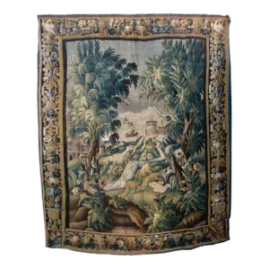 Aubusson Verdure Water Fall French Tapestry From the 1700 Hundreds