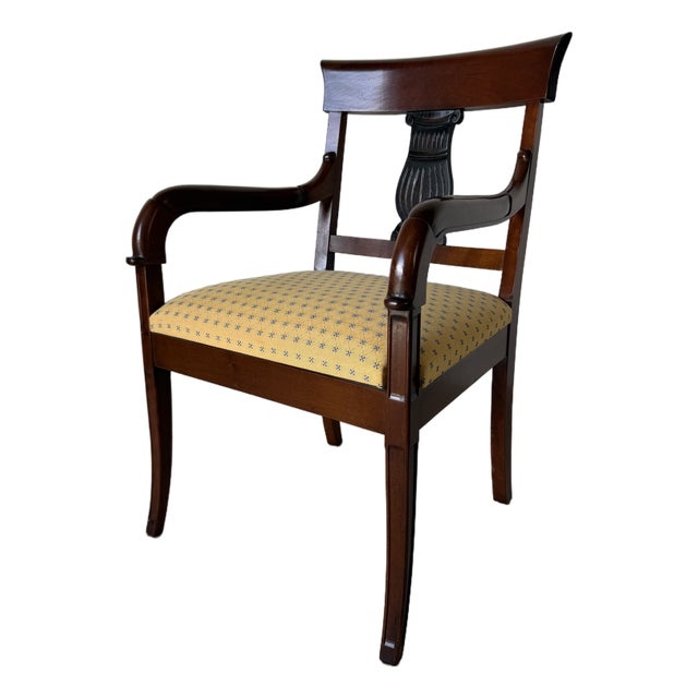 Vintage Hollywood Regency Neoclassical Style Mahogany Armchair For Sale