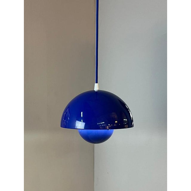 Blue Enamel Flowerpot Pendant Lamp by Verner Panton for Louis Poulsen For Sale - Image 11 of 11