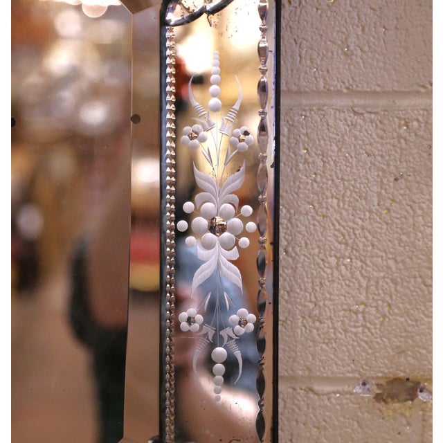 Silver Early 20th Century Venetian Murano Style Beveled Etched Mirror For Sale - Image 8 of 10
