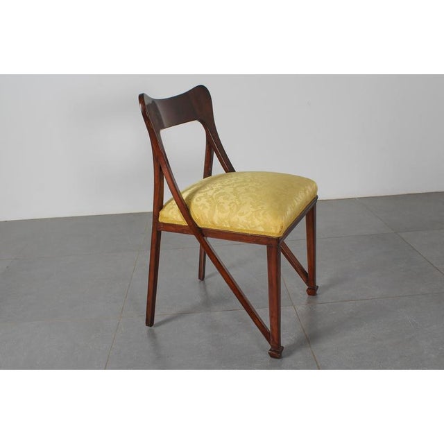 Liberty Style Shaped Wood and Yellow Fabric Chairs by V. Ducrot, Italy, 1920s, Set of 2 For Sale - Image 15 of 18