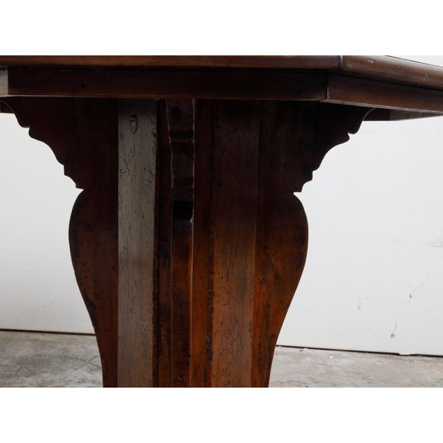 Italian 19th Century Walnut Side Table with Octagonal Top and Pedestal Base For Sale - Image 10 of 12