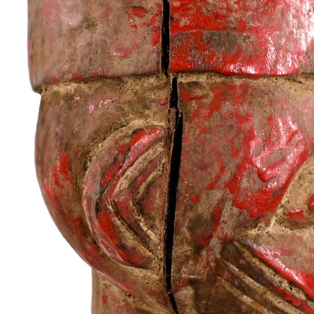 Wood Early 20th Century Senufo Painted Standing Figure Red Cote D'Ivoire For Sale - Image 7 of 7