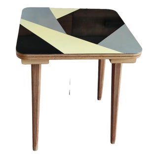 Mid-Century Coffee Table with Black, Yellow and Grey Geometric Pattern, 1950s For Sale