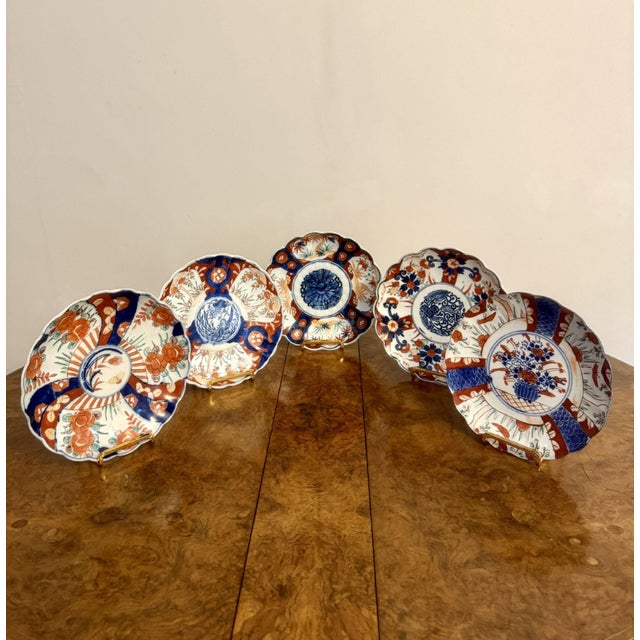 Blue Antique Japanese Imari Plates, 1900, Set of 5 For Sale - Image 8 of 8