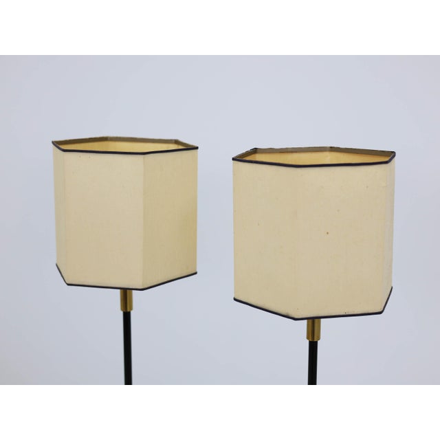 Enameled Metal Floor Lamps with Hexagonal Lampshades by Angelo Brotto for Esperia, 1950, Set of 2 For Sale - Image 8 of 10