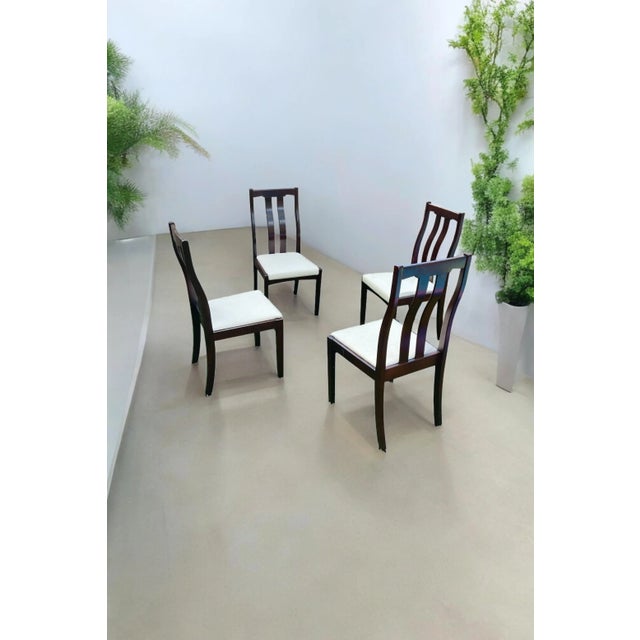 Mid-Century Dining Chairs in Deep Mahogany with White Paris Boucle Upholstery from Meredew, 1960s, Set of 4 For Sale - Image 6 of 13