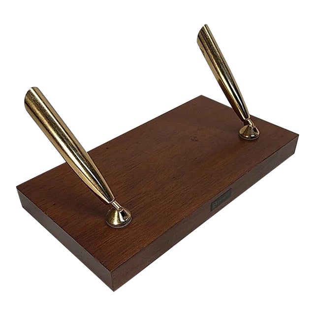 Vintage MCM W. A. Sheaffer's Fountain Pen Holder Stand Wood Double Swivel For Sale