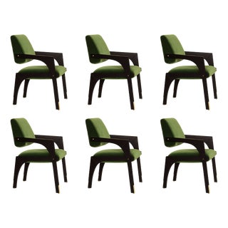 Arches Dining Chairs in Green Cotton Velvet from InsidherLand, Set of 6 For Sale