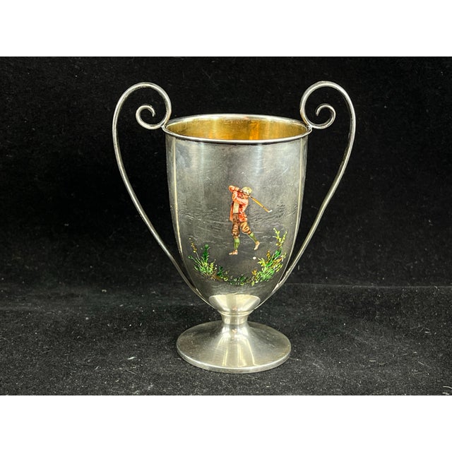 Silver Antique Gorham Sterling Silver Enamel Mini Loving Cup Golf Trophy 1898 For Sale - Image 8 of 8