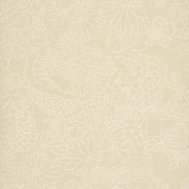 2020s Sample - Schumacher Chiang Mai Dragon Silhouette Wallcovering In Mistral Sand For Sale - Image 5 of 5