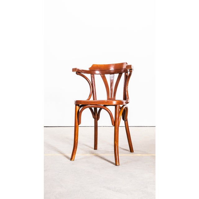 Wood Burnt Orange Three Spoked Fan Back Armchairs, 1980s, Set of 4 For Sale - Image 7 of 8