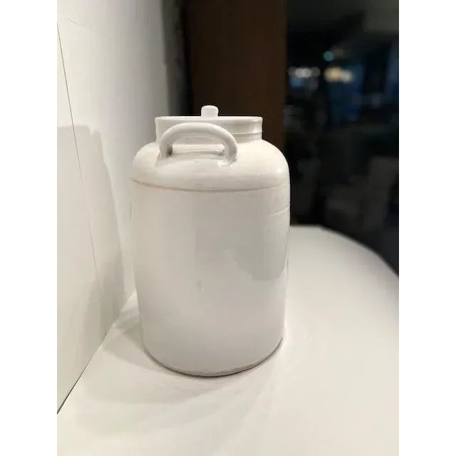 Ceramic English White Jar With Lid #334 For Sale - Image 7 of 7