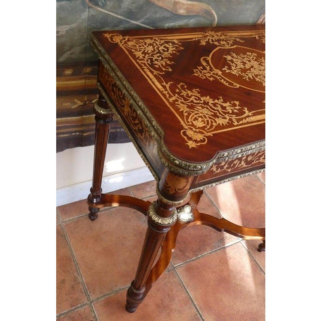 Antique Louis XVI French Walnut and Mahogany Games Table, 1920 For Sale - Image 14 of 18
