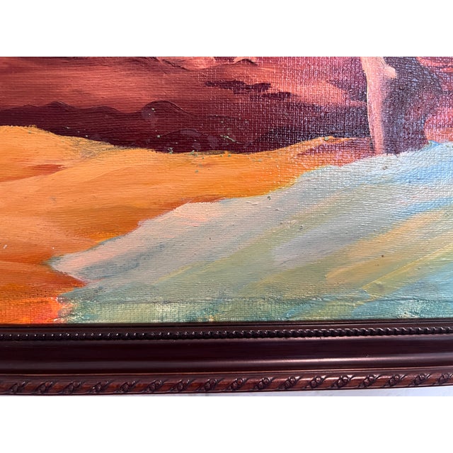 Impressionist Sunset Contemplation – Original Oil Painting by Unknown Artist, Portrait For Sale - Image 3 of 10
