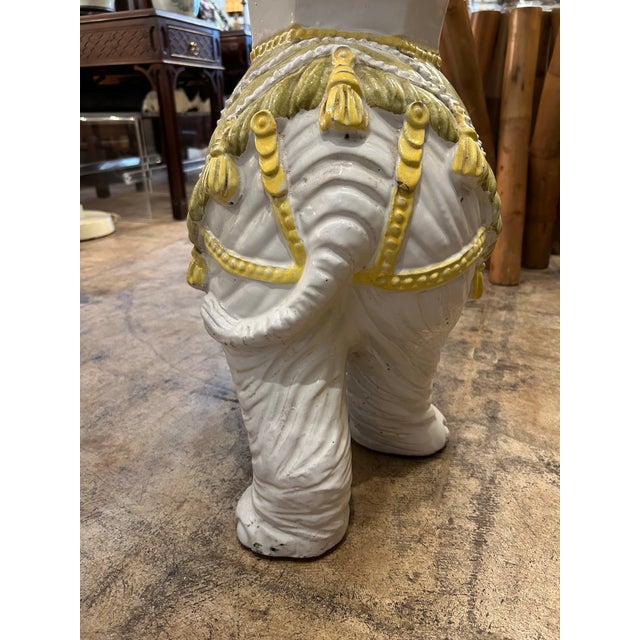 Ceramic Vintage Italian Glazed Terra Cotta Elephant Stand For Sale - Image 7 of 9