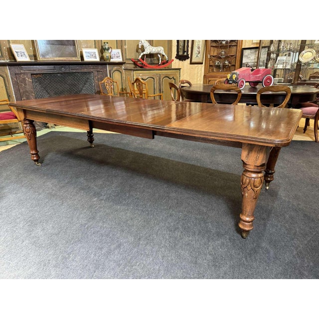 Victorian English Mahogany Table with 3 Extension Leaves, 1950s For Sale - Image 12 of 18