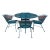 1960s Woodard Wrought Iron Patio Radar Atomic Set Table 4 Chairs, Attributed For Sale