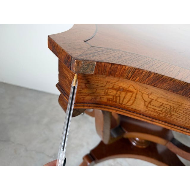 Vintage Eclectic Mahogany Curule-Base Side Tables With Brass Inlay – Pair For Sale - Image 18 of 18