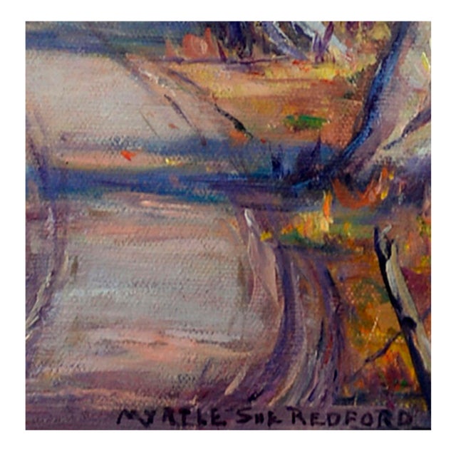 Mid 20th Century "The High Road" Forest Landscape Oil Painting by Myrtle Sue Redford, Framed For Sale - Image 4 of 5