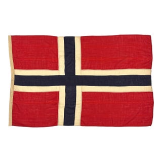 Large Vintage Sewn Wool Flag of Norway For Sale