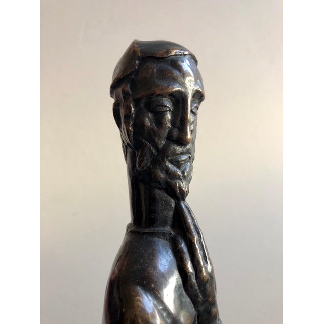 Peter Krasnow, Art Deco Expressionist Bronze Judaica Rabbi Sculpture Los Angeles Modernist, c.1930s For Sale - Image 10 of 14