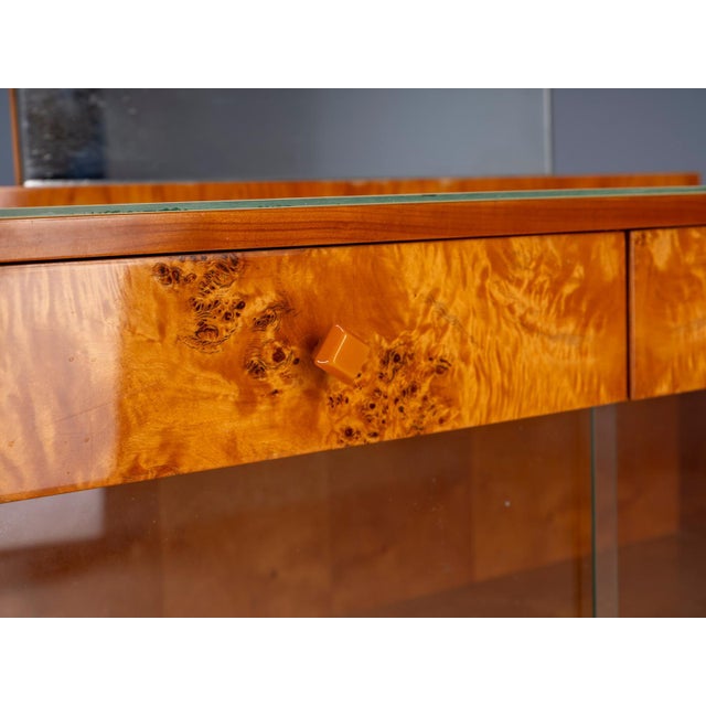 Large Vintage Dressing Table Set in Burl Veneer, 1940s, Set of 3 For Sale - Image 12 of 13
