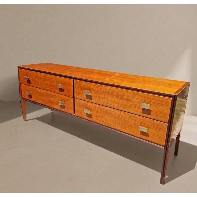 Vintage Sideboard in Mahogany Burl, Brass, 1950s