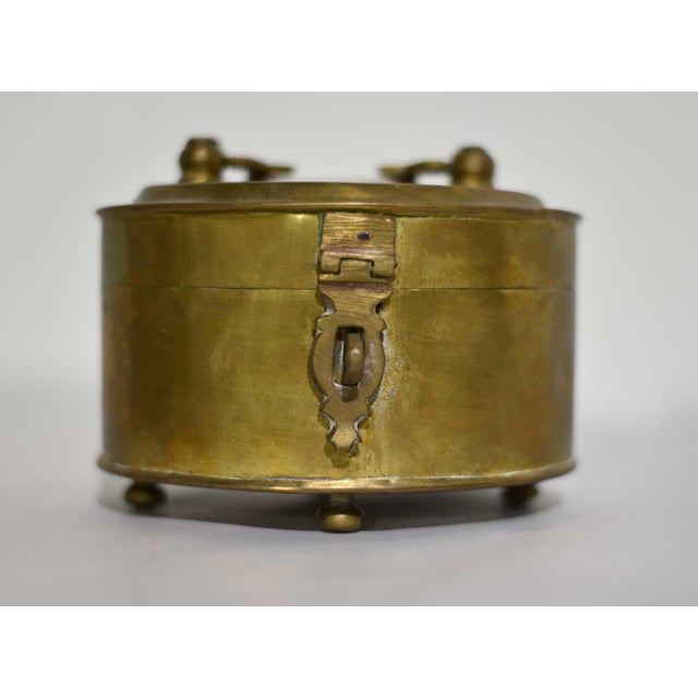 Metal Mid Century Chinoiserie Brass Trinket Box For Sale - Image 7 of 12