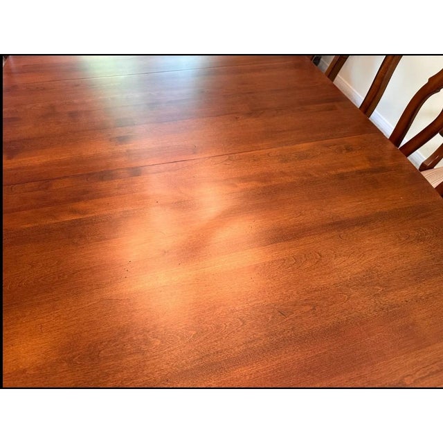 Wood Ethan Allen Country French Water of Wabash Dining Set – Extension Table, 6 Chairs & 2 Leaves For Sale - Image 7 of 12