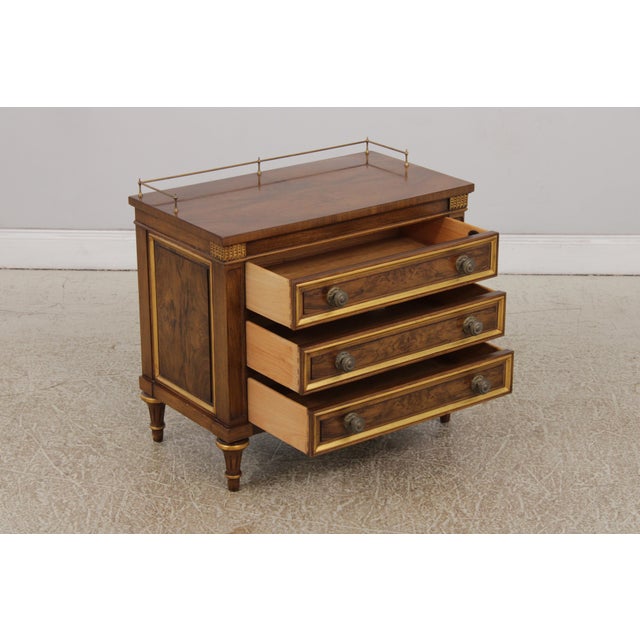 Karges Furniture Karges French Louis XVI Walnut 3 Drawer Nightstand For Sale - Image 4 of 15