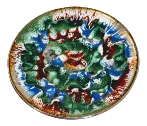 Vintage Mid Century Abstract Art Decorative Enamel Bowl