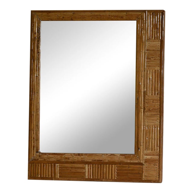 Patterned Cane Rectangular Mirror For Sale