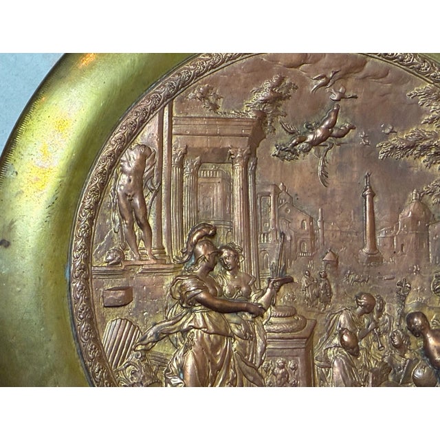 Antique 1800's Solid Bronze Brass Europe Relief Wall Plaque Figural Scene Statue For Sale - Image 4 of 12
