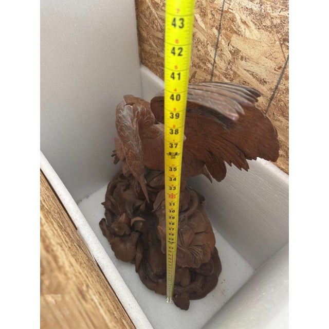 Brown Late 20th Century Monumental Hand-Carved Solid Wood Marsh Wildlife Sculpture With Original Shipping Crate For Sale - Image 8 of 10